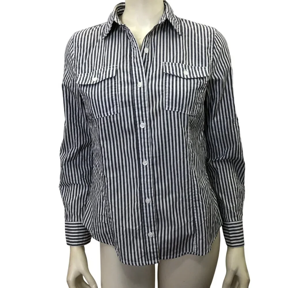 Michael‎ Kors Womens Striped Button-Down Shirt With Pockets Size P/M